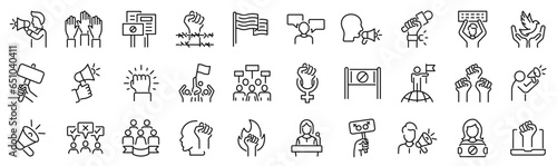 Fotografering Set of 30 outline icons related to activism, protest