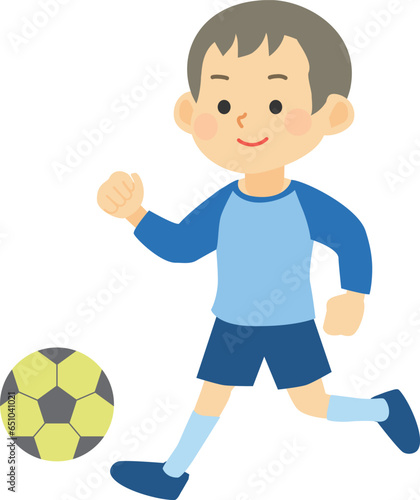 サッカーをする男の子のイラスト