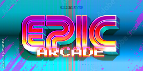 Retro shiny Y2K editable text effect epic arcade