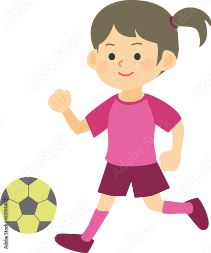 サッカーをする女の子のイラスト