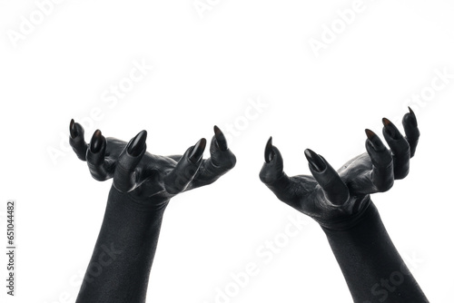 PNG, black painted hands, isolated on white background.