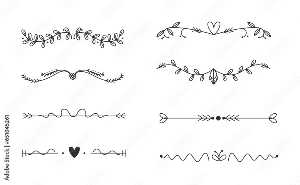 Set hand drawn text dividers collection