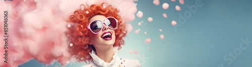 Woman smile banner  vintage eyeglasses and hairstyle old fashioned illustration  women   s day  march 8  celebrate  beauty
