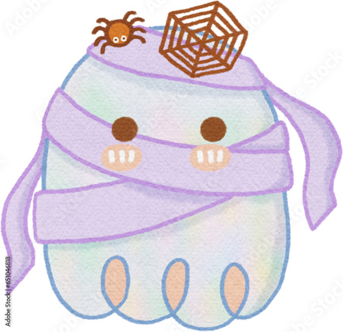 Cute Halloween Ghost watercolor clipart digital PNG illustration pumpkin witch pastel baby cute holiday purple spider fairy cat Halloween