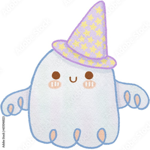 Cute Halloween Ghost watercolor clipart digital PNG illustration pumpkin witch pastel baby cute holiday purple spider fairy cat Halloween