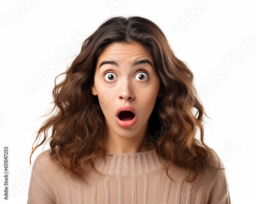 Girl with shock expressions isolated on solid background 