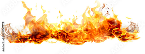 Flame fire blazing , fire power in transparent background. Wide long banner screen. Generative AI © Dvid