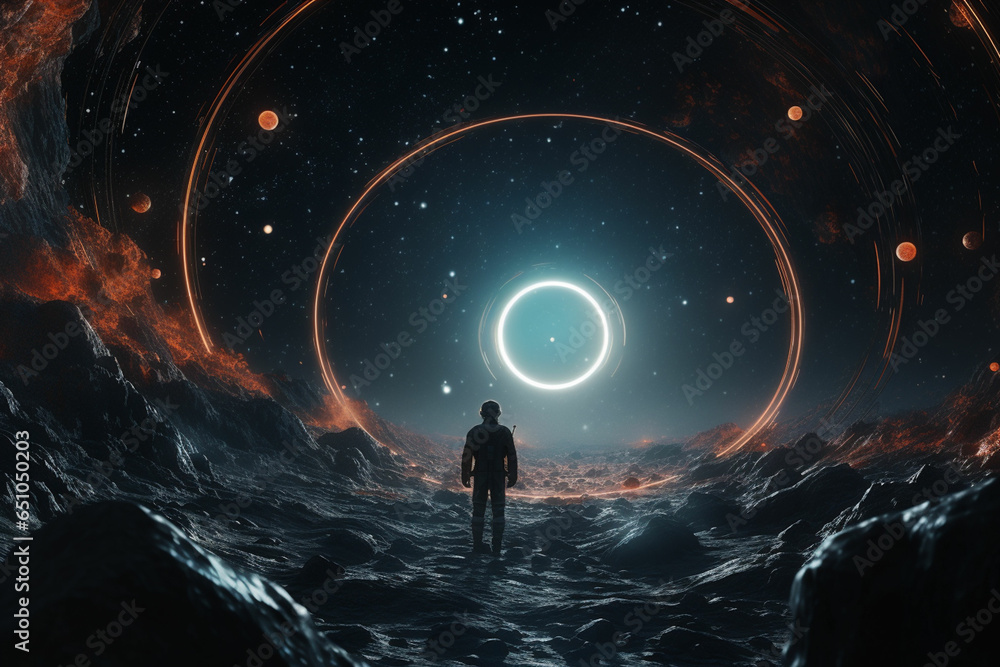an image of a black hole with a bright light an image of a black hole with a bright light