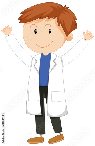 Cute Male Scientist Cartoon Character in Gown