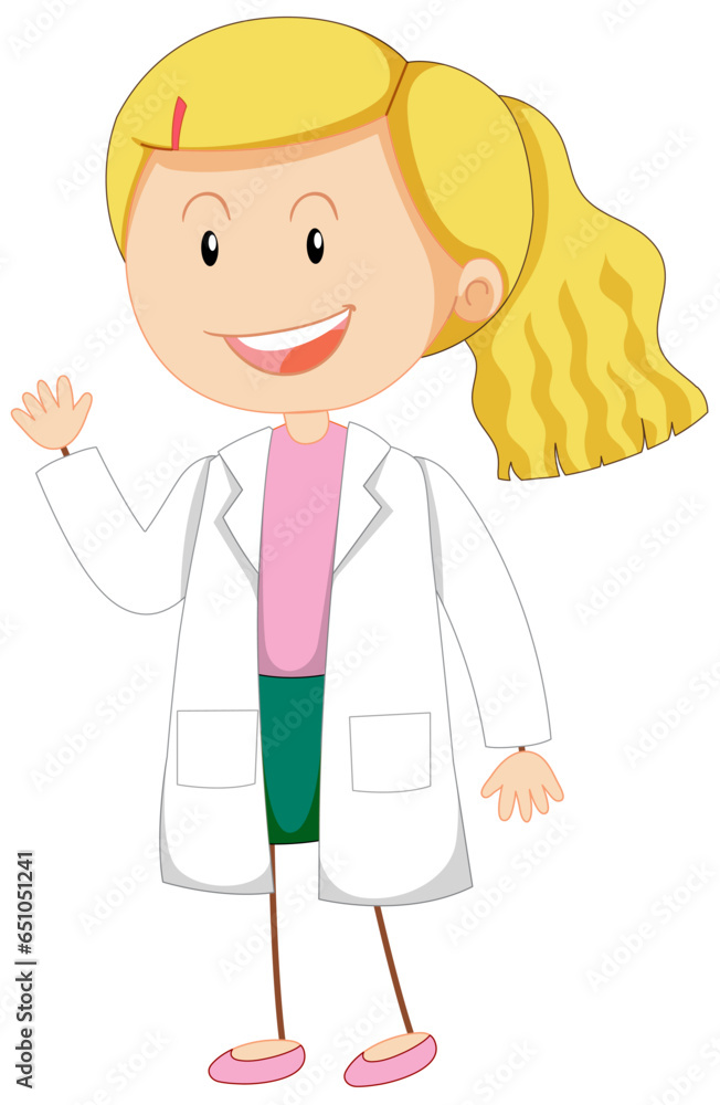 Cute Female Scientist Cartoon Character in Gown Cute Female Scientist Cartoon Character in Gown
