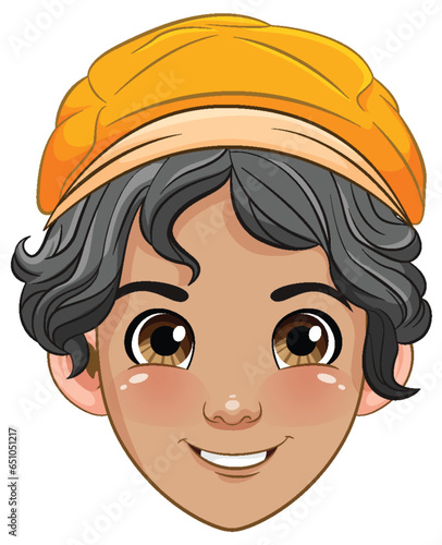 Male teen cartoon wearing hat