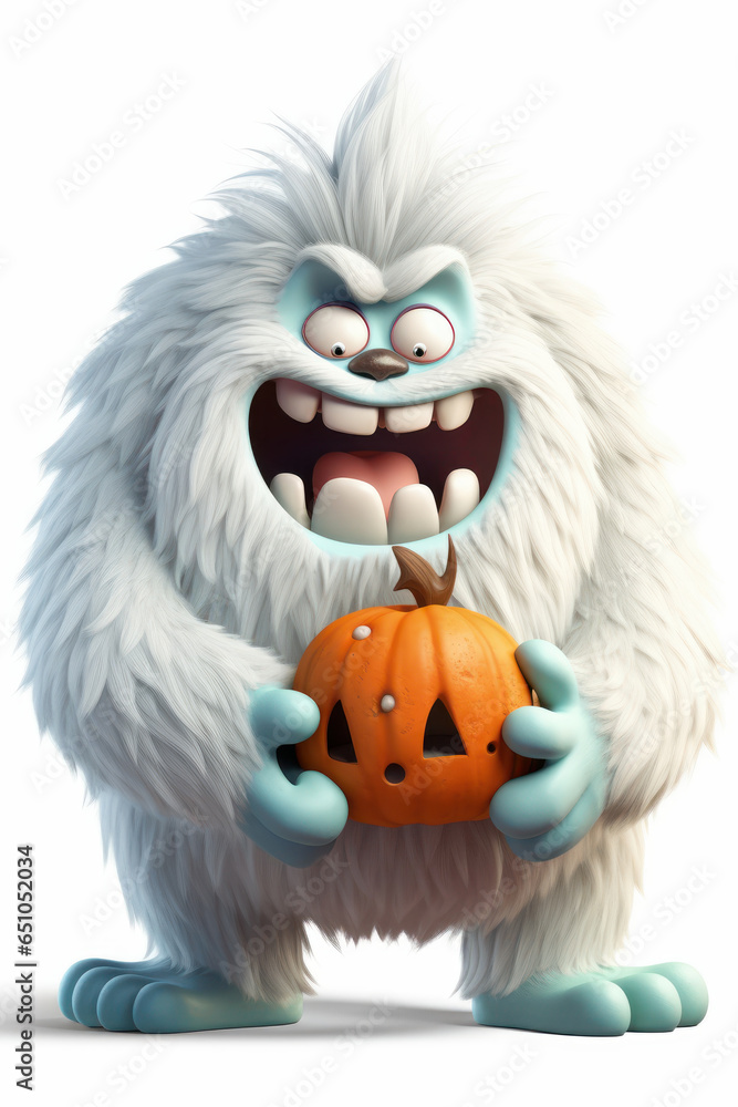 Snow monster cartoon, for the Halloween party. Generative AI. Snow monster cartoon, for the Halloween party. Generative AI.