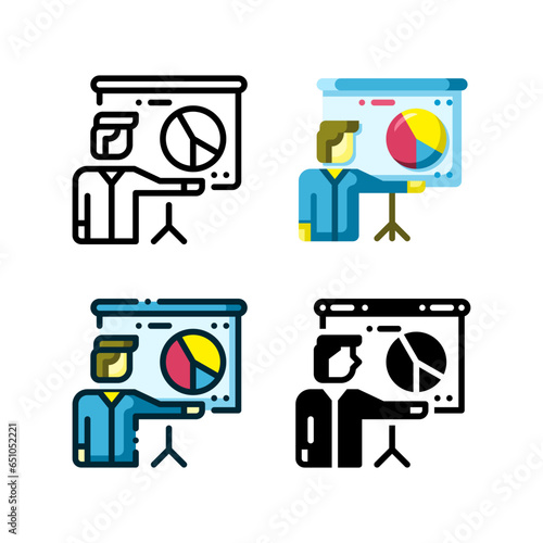 Presentation icon represented with person and whiteboard