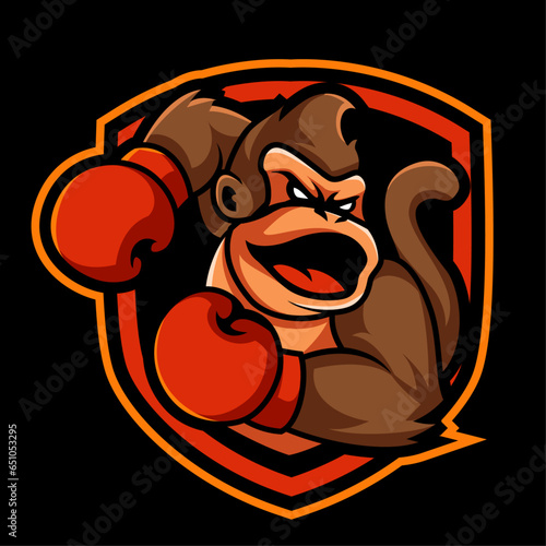 boxing chimpanzee, gorilla, monkey Custom Logo Design