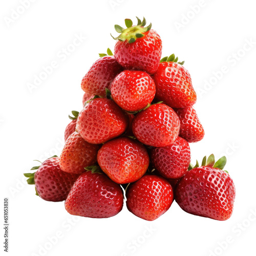 Pile of fresh red strawberries isolated on white background