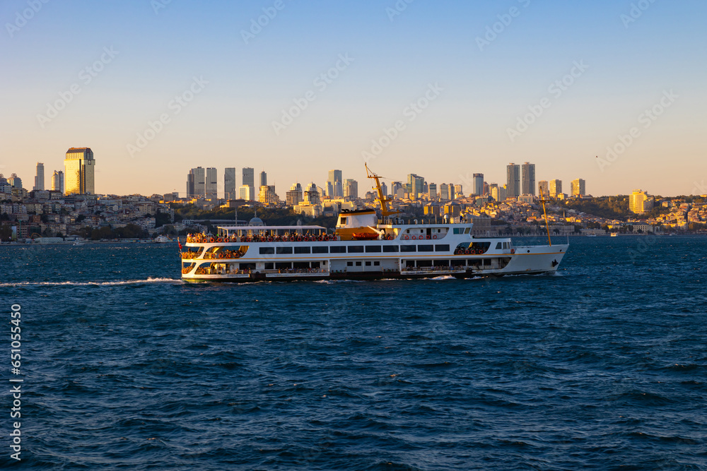 Famous ferries of Istanbul background photo. Travel to Istanbul