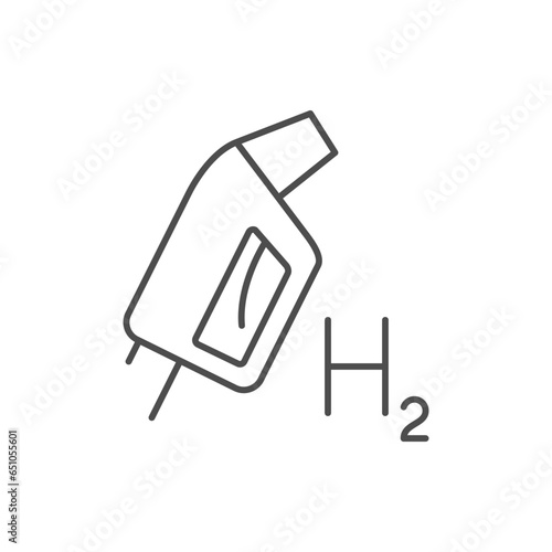 Hydrogen car fueling line icon