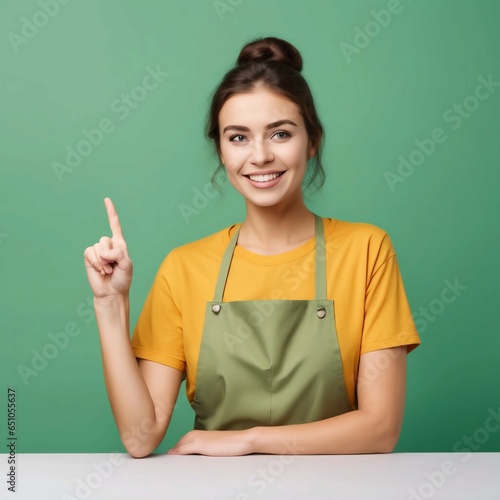 friendly looking glad female shop assistant happy to help customers, Generative AI