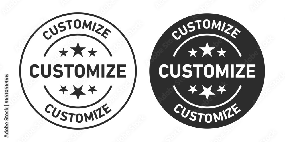 Customize Icons set in black filled and outlined.