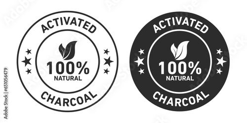 Activated charcoal Icons set in black filled and outlined.