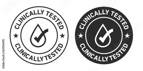 Clinically tested Icons set in black filled and outlined. photo