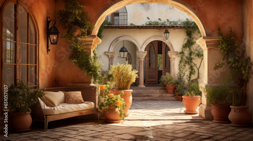 Mediterranean Rustic Villa: Inspired by Mediterranean villas, with terracotta tiles, wrought iron details, and warm earthy colors 