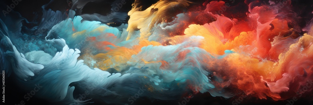 Dynamic dance of the four elements in abstract harmony.