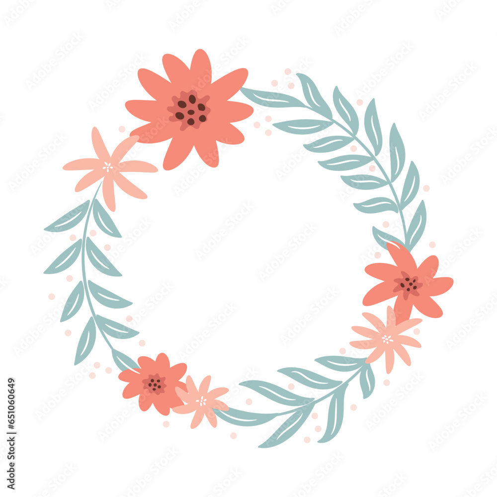 Abstract foliage wreath. Vector illustration.