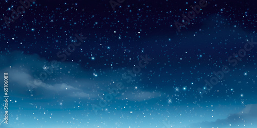 Night Snowy Sky With Moon Gradient And Stars Created Using Artificial Intelligence © Damianius