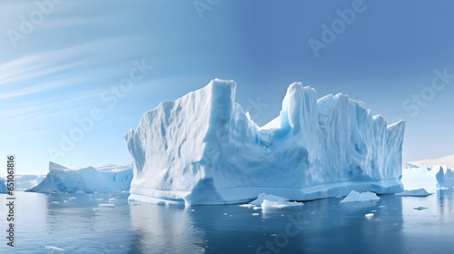 Glacial Iceberg Floating in Arctic Waters
