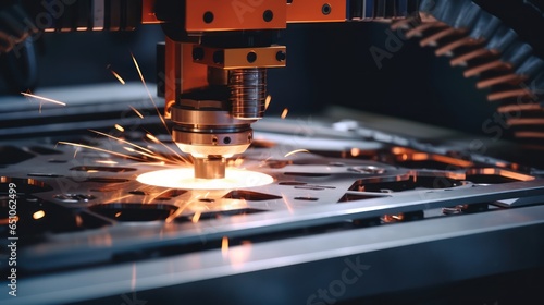 CNC Laser cutting of metal, modern industrial technology Making Industrial Details. The laser optics and CNC (computer numerical control) are used to direct the material or the laser beam generated. Ф