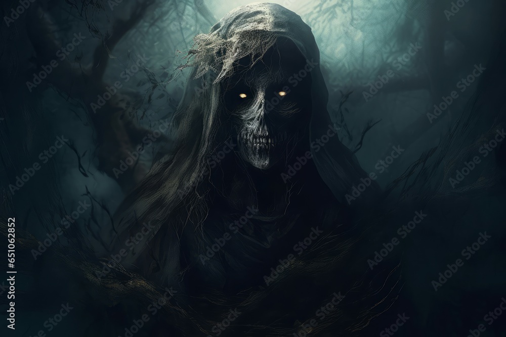 Obraz na plátně Death ghost forest. Generate Ai