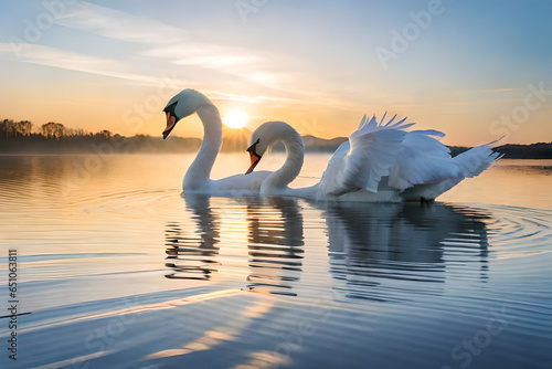 white swan on the water surface