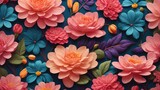 Photography of flowers in different shapes and colors with a random design. Wallpaper of rainbow color flowers and plants giving an spring vibe. Generative AI