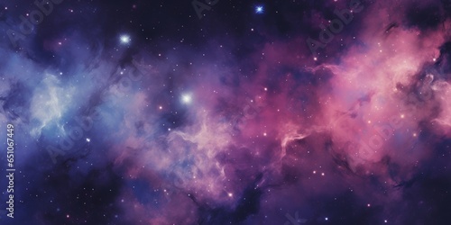 Spacey seamless backdrop texture in the cosmos. Space wallpaper or background with tileable deep royal blue stars and nebula in the night sky. Astrological or astronomical design with a high degree.