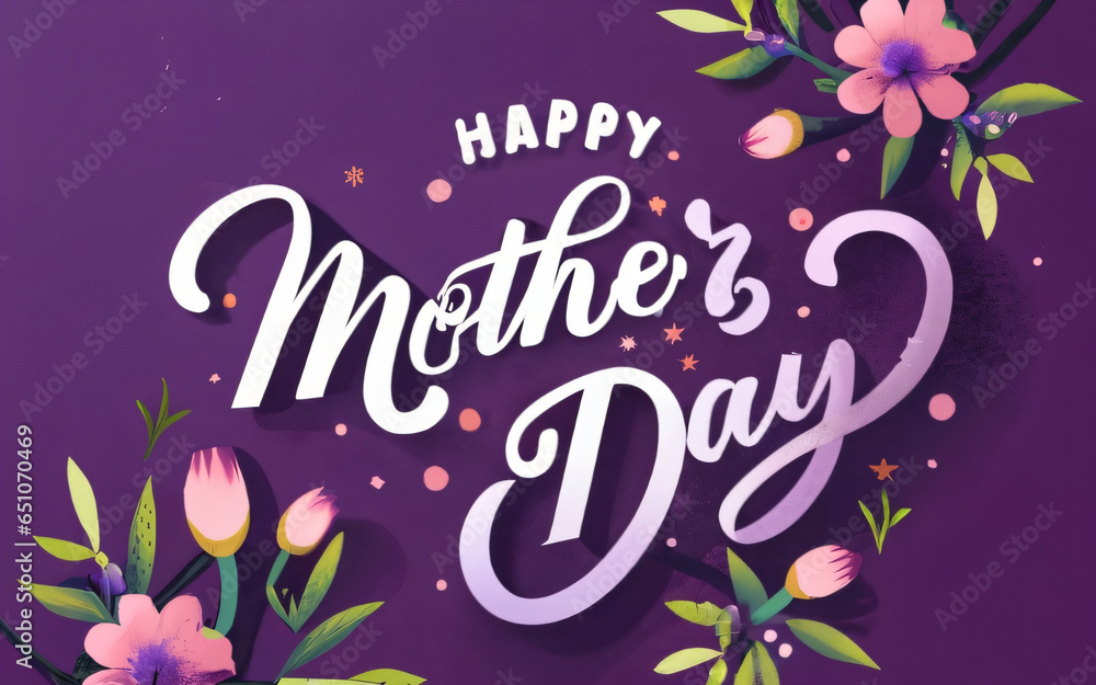 Elegant Purple Flower Happy Mothers day Poster Generative AI Elegant Purple Flower Happy Mothers day Poster Generative AI