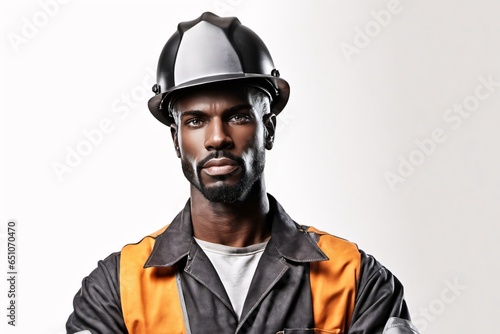 Portraitfoto eines Metallarbeiters in typischer Arbeitskleidung. © Juergen Baur