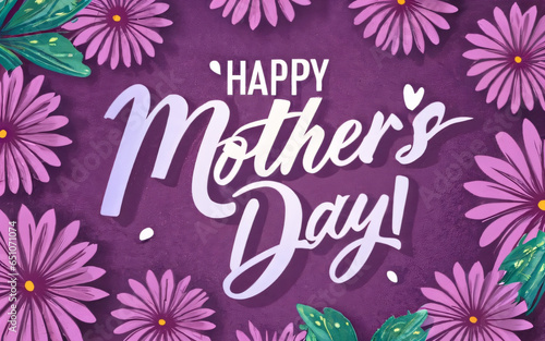 Elegant Purple Flower Happy Mothers day Poster Generative AI