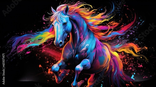 colorful horse in black background © Zain Graphics