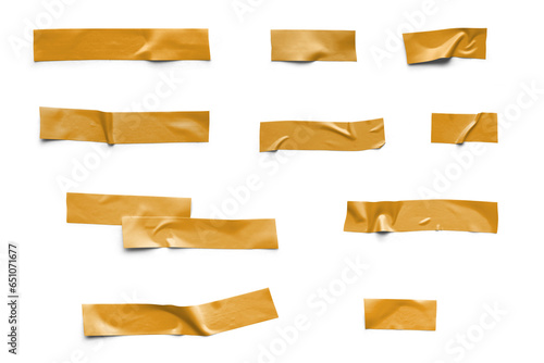 Realistic Orange Tape Collection Isolated Background