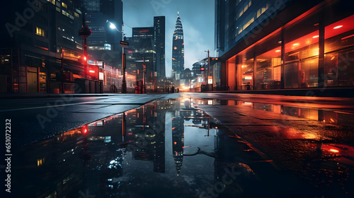 Dazzling City Lights and Reflections at Night, 16:9 format © Niko