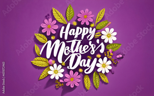 Elegant Purple Flower Happy Mothers day Poster Generative AI