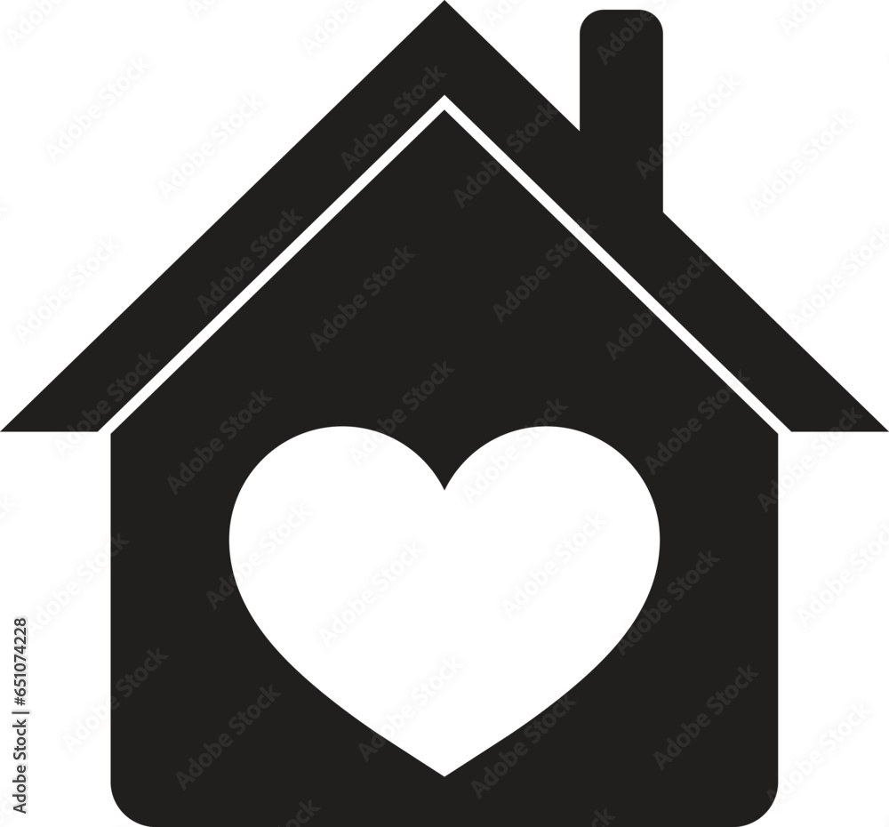 House icon with heart . Love home icon . Heart in a house icon . Vector illustration