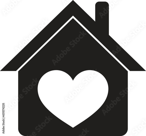 House icon with heart . Love home icon . Heart in a house icon . Vector illustration