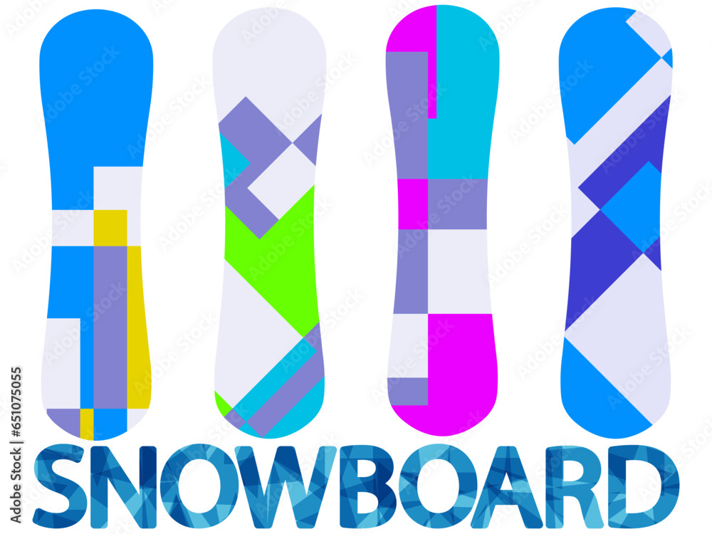 Obraz premium a set of multicolored snowboards