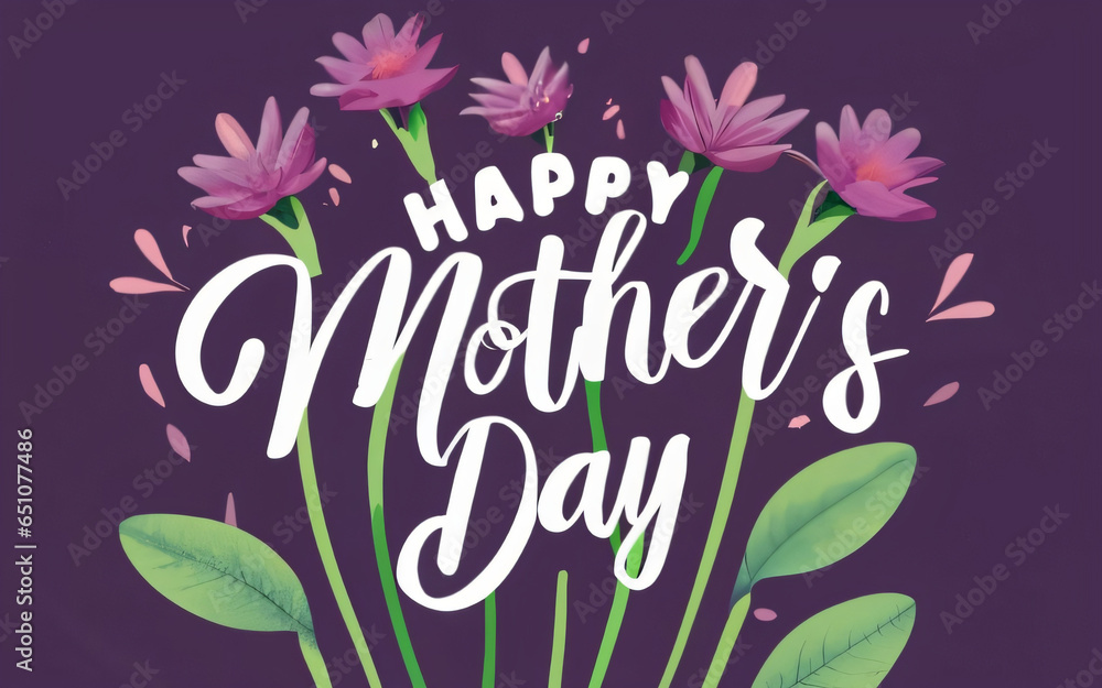 Elegant Purple Flower Happy Mothers day Poster Generative AI Elegant Purple Flower Happy Mothers day Poster Generative AI