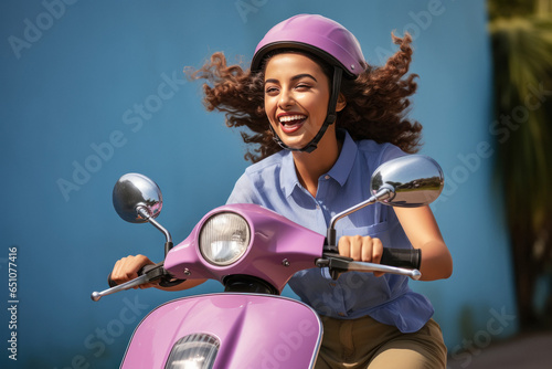 Young woman enjoying scooter riding
