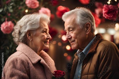 Happy senior couple in love on Valentine's Day