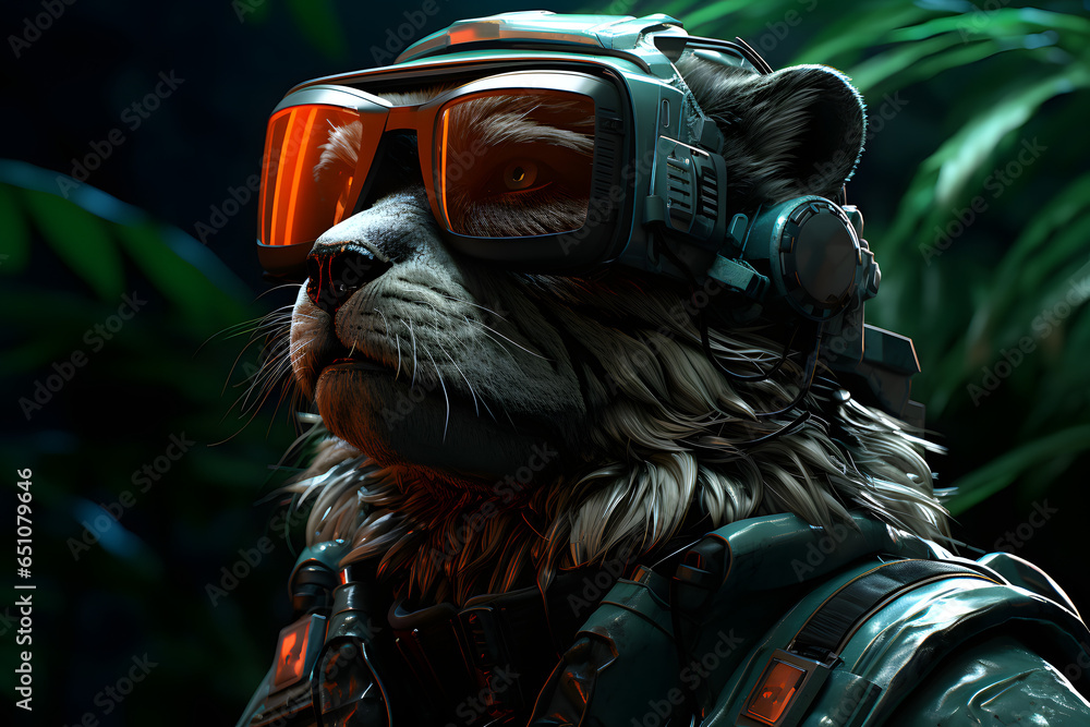 Futuristic Epic Cyberpunk tiger Neon glow avatar