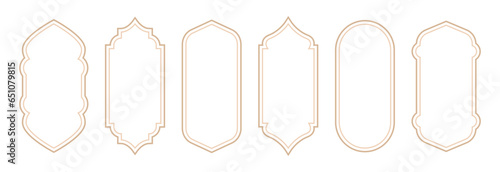 Islamic, arab vector line window icon set